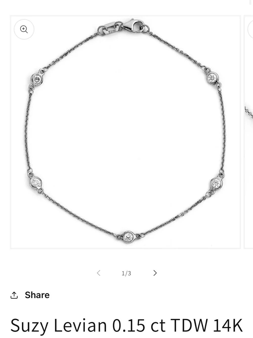 Levian 14k white gold and diamond Bezel Station Bracelet